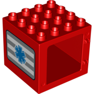 Duplo Door / Window Frame 4 x 4 x 3 with Blue EMT Star of Life Print on Both Sides (11345pr0001)