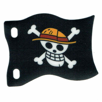 Flag with Straw Hat Skull and Crossbones (Jolly Roger) print (114429a)