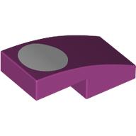 Slope Curved 2 x 1 No Studs [1/2 Bow] with White Oval print (11477pr0049)