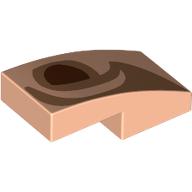 Slope Curved 2 x 1 No Studs with Reddish Brown Eye, Nougat Eyebrow print (11477pr9997)