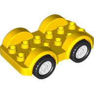 Duplo Car Base 2 x 6 - 4 White Wheels with Black Tires on 4 Fixed Axles (11841c03)