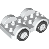 Duplo Car Base 2 x 6 - 4 White Wheels with Black Tires on 4 Fixed Axles (11841c03)