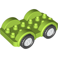 Duplo Car Base 2 x 6 - 4 White Wheels with Black Tires on 4 Fixed Axles (11841c03)