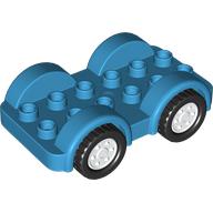 Duplo Car Base 2 x 6 - 4 White Wheels with Black Tires on 4 Fixed Axles (11841c03)