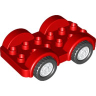 Duplo Car Base 2 x 6 - 4 White Wheels with Black Tires on 4 Fixed Axles (11841c03)