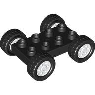 Duplo Car Base 2 x 4 with Fixed Axles - 27.5 White Wheels and Black Tires (12592c05)