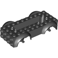 Vehicle Base 4 x 10 x 2 1/2 with Mudguards, Wheel Pins and 6 x 2 Centre Recess with 3 Holes, Black Wheel Holders (12622c03)