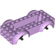 Vehicle Base 4 x 10 x 2 1/2 with Mudguards, Wheel Pins and 6 x 2 Centre Recess with 3 Holes, Black Wheel Holders (12622c03)