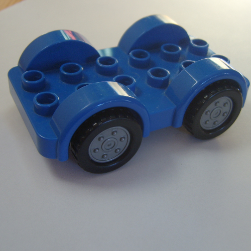 Duplo Car Base 2 x 6 with Four Black Tires and Metallic Silver Wheels on Removable Axles (13305c01)