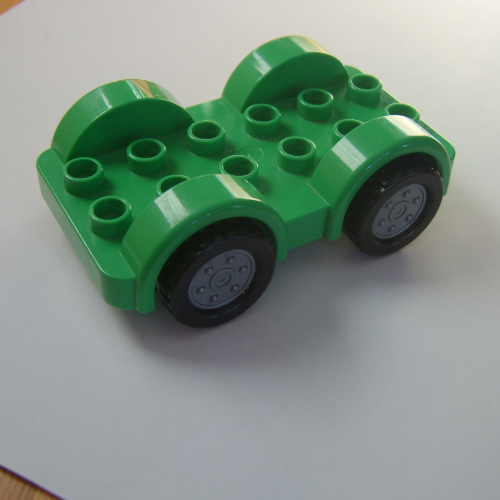 Duplo Car Base 2 x 6 with Four Black Tires and Metallic Silver Wheels on Removable Axles (13305c01)