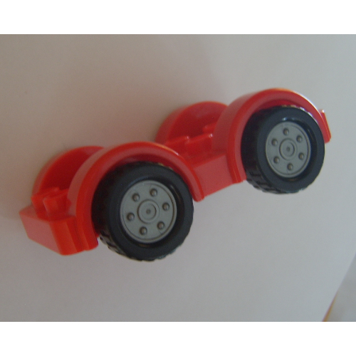 Duplo Car Base 2 x 6 with Four Black Tires and Metallic Silver Wheels on Removable Axles (13305c01)