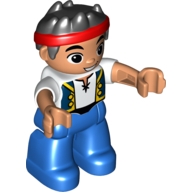 Duplo Figure with Spiked Hair and Red Headband, Blue Legs with Dark Blue Vest Print (Jake) (13523pr0001)