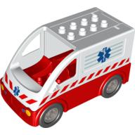 Duplo Van Type 2 with Red Base and EMT Star of Life Print (Ambulance) (1406c02pr0001)