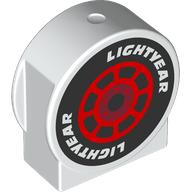 Duplo Brick 1 x 3 x 2 Round Top, Cut Away Sides with Black Tire, Red Rim, 'LIGHTYEAR' print (14222pr0022)