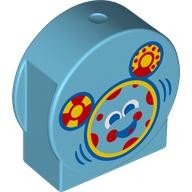 Duplo Brick 1 x 3 x 2 Round Top with Circles as Mickey Mouse Outline, Yellow/Red Decorations print (14222pr0026)