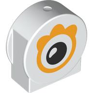 Duplo Brick 1 x 3 x 2 Round Top, Cut Away Sides with Bright Light Orange Eye print (14222pr0027)