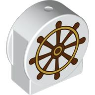 Duplo Brick 1 x 3 x 2 Round Top, Cut with Steering Wheel print (14222pr9991)