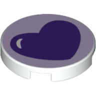 Tile Round 2 x 2 with Bottom Stud Holder with Purple Heart Print (14769pr0022)