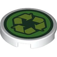 Tile Round 2 x 2 with Lime Recycling Sign on Bright Light Green Field print (14769pr0024)