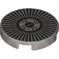 Tile Round 2 x 2 with Black Hubcap print (14769pr0026)