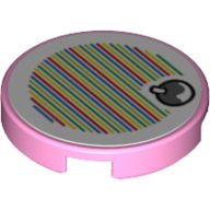 Tile Round 2 x 2 with Bottom Stud Holder with Yoshi Fruit and Barcode Print (Sticker) (14769pr0152)