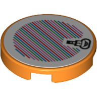 Tile Round 2 x 2 with Bottom Stud Holder with Iggy Head and Barcode Print (Sticker) (14769pr0155)