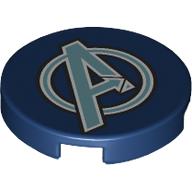 Tile Round 2 x 2 with Sand Blue/White Avengers Logo print (14769pr0166)