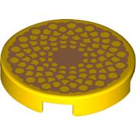 Tile Round 2 x 2 with Orange Flower Heart print (14769pr0170)