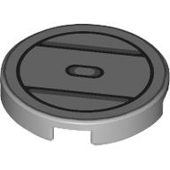 Tile Round 2 x 2 with Black Circle, Lines print (14769pr0174)