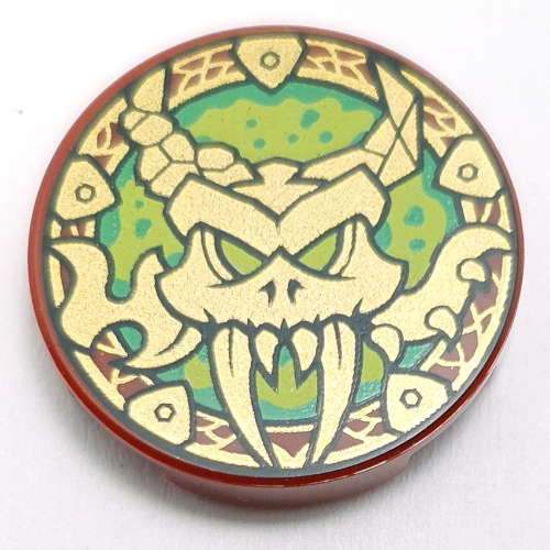 Tile Round 2 x 2 with Gold Creature on Lime/Bright Green Background print (14769pr0176)