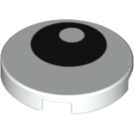 Tile Round 2 x 2 with Bottom Stud Holder with Offset Black Eye Print (14769pr1003)