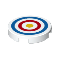 Tile Round 2 x 2 with Bottom Stud Holder with Archery Target Print (14769pr1040)