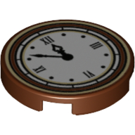 Tile Round 2 x 2 with Bottom Stud Holder with Roman Numerals Clock Print (14769pr1054)