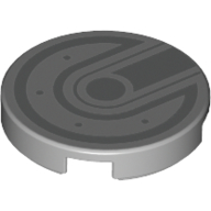 Tile Round 2 x 2 with Silver Lines, Bolts/Dots Print (14769pr1112)