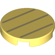Tile Round 2 x 2 with Bottom Stud Holder with Three Dark Tan Lines Print (14769pr1166)