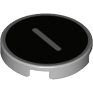 Tile Round 2 x 2 with Bottom Stud Holder with 'I' on Black Background Print (14769pr1197)