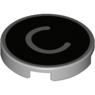 Tile Round 2 x 2 with Bottom Stud Holder with 'C' on Black Background Print (14769pr1211)