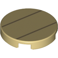 Tile Round 2 x 2 with Bottom Stud Holder with Two Dark Tan Lines Print (14769pr1244)