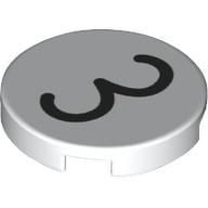 Tile Round 2 x 2 with Black '3' print (14769pr1258)
