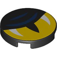 Tile Round 2 x 2 with Yellow Eye, Dark Blue Stripes print (14769pr1275)