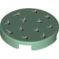 Tile Round 2 x 2 with White Cactus Needles print (14769pr1285)