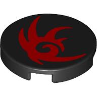 Tile Round 2 x 2 with Red Shadow Outline print (14769pr1290)