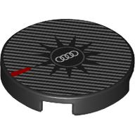 Tile Round 2 x 2 with Silver Stripes, Audi Logo print (14769pr1302)