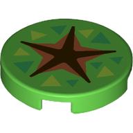 Tile Round 2 x 2 with Black/Nougat Star, Green/Lime Triangles (Fossil Dig) print (14769pr1303)