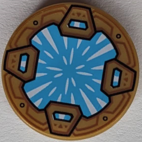 Tile Round 2 x 2 with Medium Azure Circle, White Stripes (Energy Portal) print (14769pr9963)