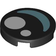 Tile Round 2 x 2 with White Circles, Medium Blue Crescent Shape / Eye print (14769pr9968)