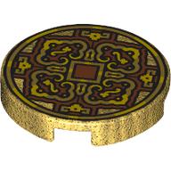 Tile Round 2 x 2 with Dark Orange/Gold Decorations (Coin) print (14769pr9969)