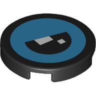 Tile Round 2 x 2 with Dark Azure Brickheadz Eye, Black Pupil print (14769pr9980)