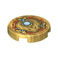 Tile Round 2 x 2 with Dragon Head, White Gear in Dark Azure Circle print (14769pr9988)