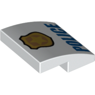 Slope Curved 2 x 2 x 2/3 with Badge and Blue 'POLICE' Text print (15068pr0015)